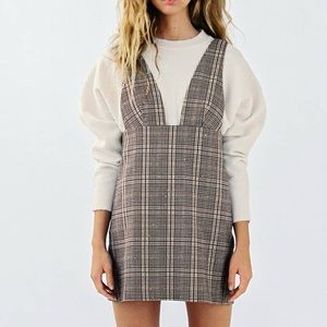 Zara Plaid Pinafore Dress